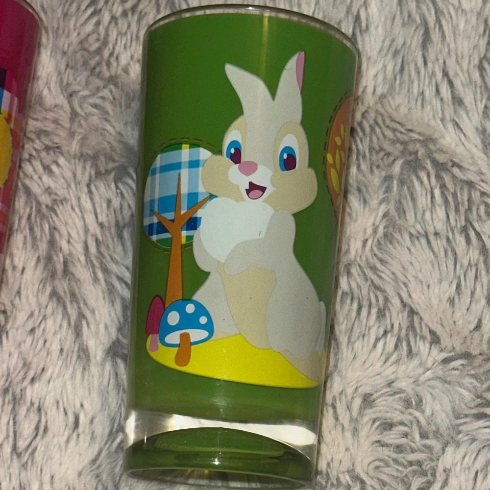 Disney Store Bambi‎ Set of 4 Cups Glasses Thumper Miss Bunny Flower